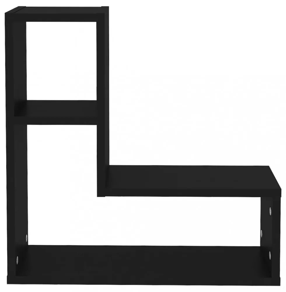 2 db fekete forgácslap fali polc 50 x 15 x 50 cm