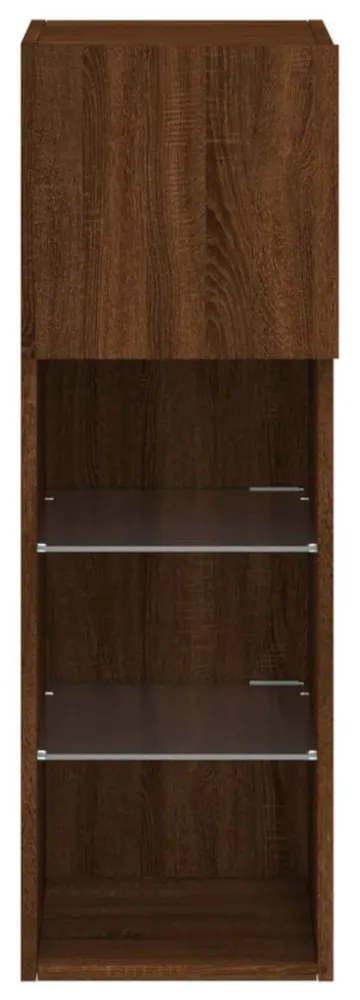 barna tölgyszínű TV-szekrény LED-lámpákkal 30,5x30x90 cm