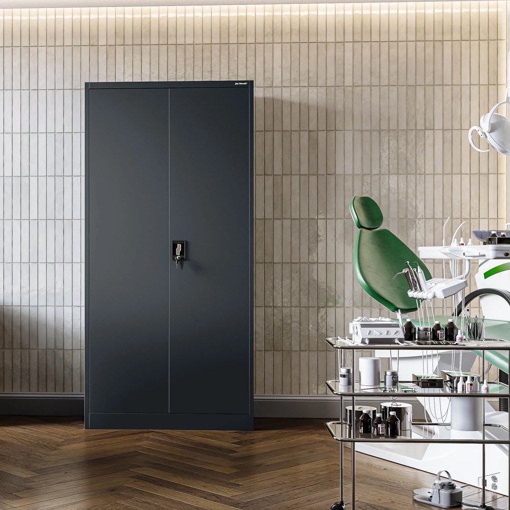 Fém öltözőszekrény DAWID, 900 x 1850 x 450 mm, antracit