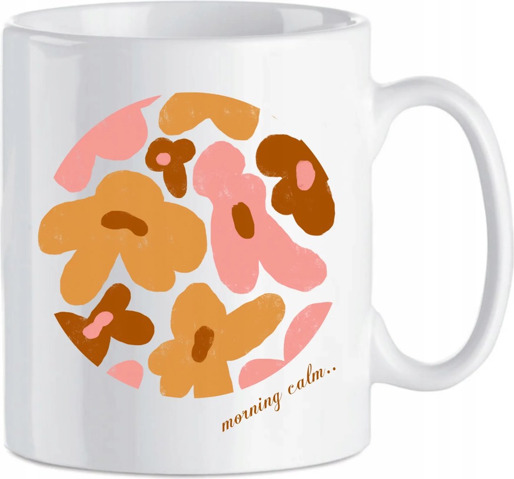 Kerámia bögre vagány színes nyomattal Morning calm felirattal