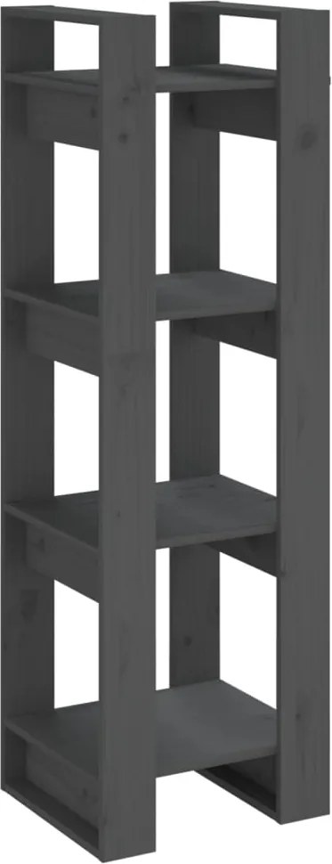 vidaXL szürke tömör fenyőfa könyvszekrény/térelválasztó 41x35x125 cm