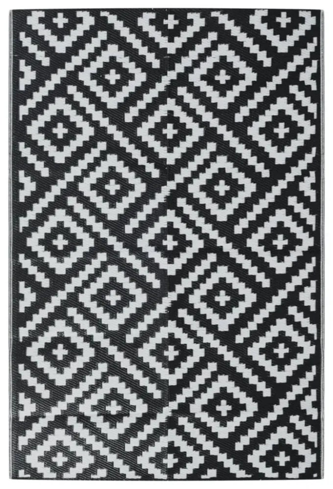 fekete-fehér ARAKIL PP kültéri szőnyeg 120 x 180 cm