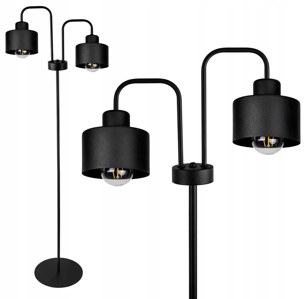 Glimex Lavor állólámpa fekete 2x E27 + ajándék LED izzók