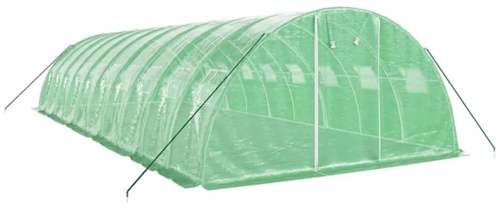 zöld acélvázas melegház 40 m² 10 x 4 x 2 m