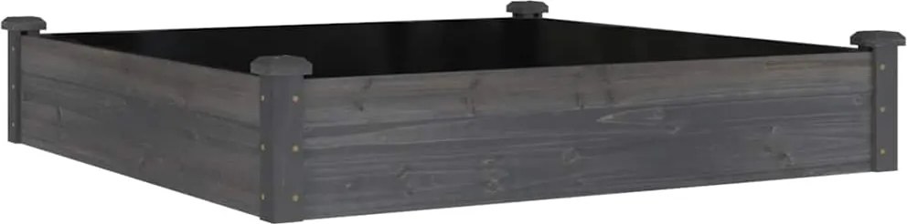 vidaXL szürke tömör fenyőfa kerti magaságyás béléssel 120x120x25 cm