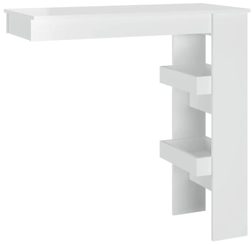 Magasfényű fehér fatermék fali bárasztal 102 x 45 x 103,5cm