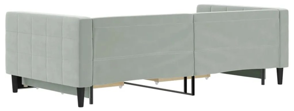 világosszürke kihúzható bársony heverő fiókkal 100 x 200 cm