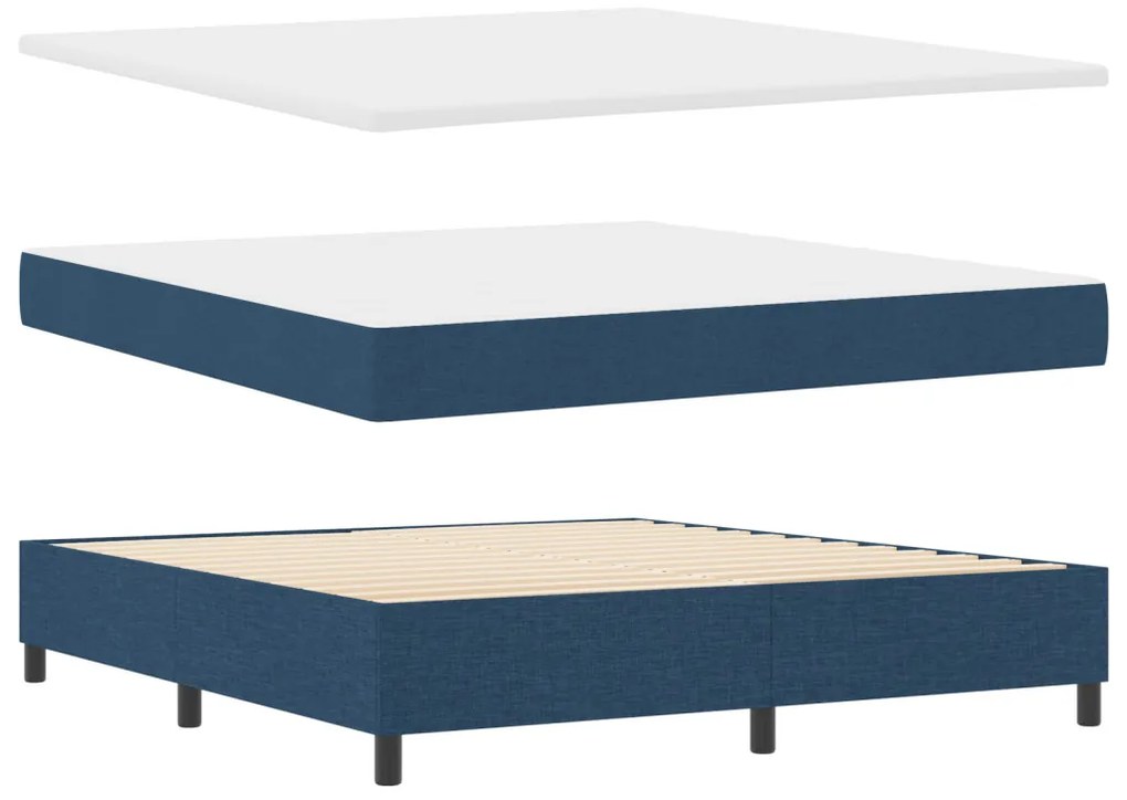 Boxspring Ágy Mattal és LED Kék 180x200 cm Szövet