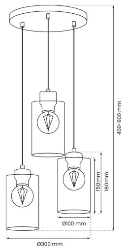 Csillár zsinóron MADERA 3xE27/60W/230V fehér/fa