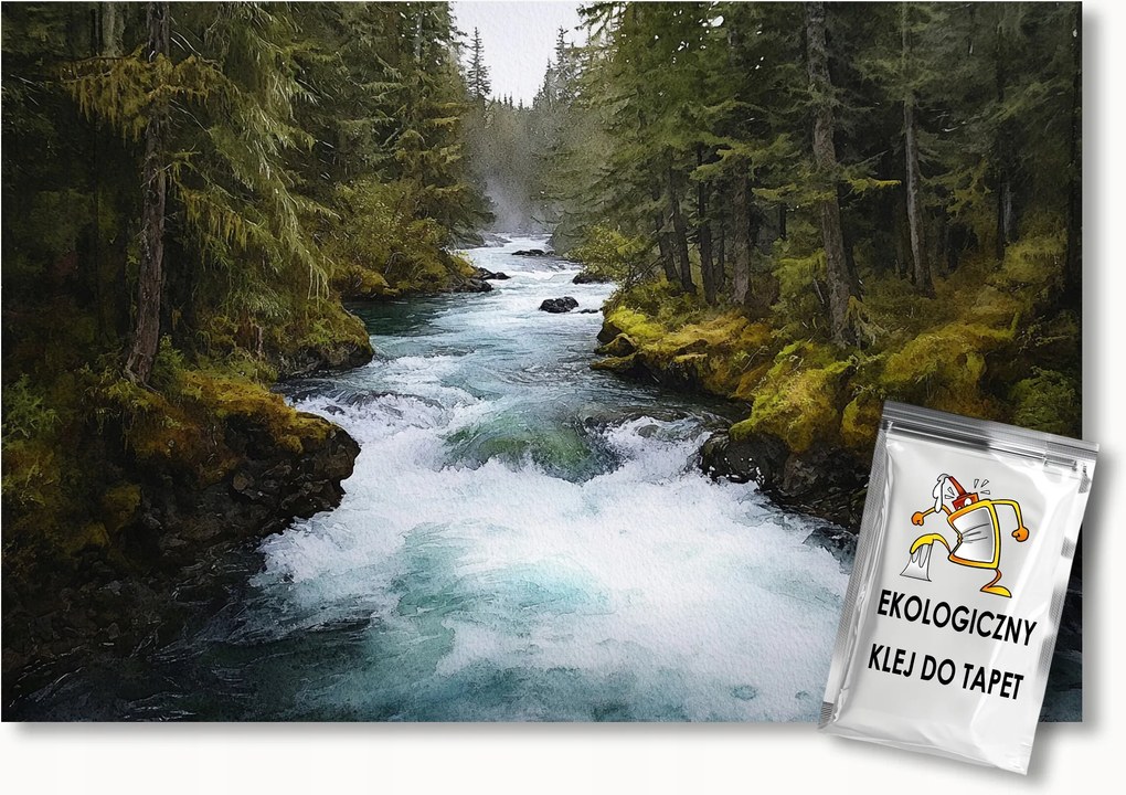 Fotótapéta Flizelina Tájkép Erdő Fák Folyó Áramlat 200x140 ragasztó