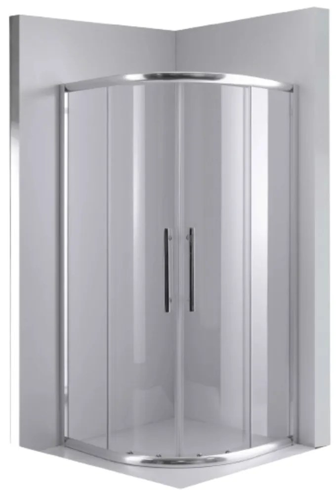 Stuxi Nizza 80x80 cm íves két tolóajtós zuhanykabin 6 mm vízlepergető biztonsági üveggel, króm elemekkel, 190 cm magas