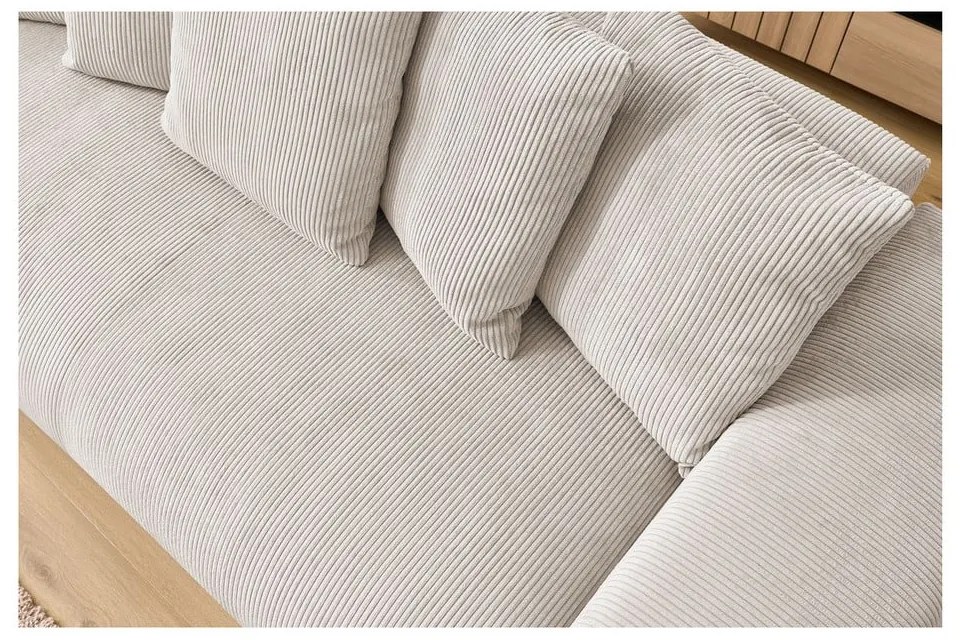 Krémszínű kordbársony kanapé 280 cm Voltaire – Bobochic Paris