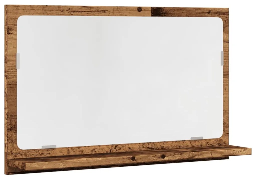 antik fa színű szerelt fa tükrös fürdőszobaszekrény 60x11x37 cm
