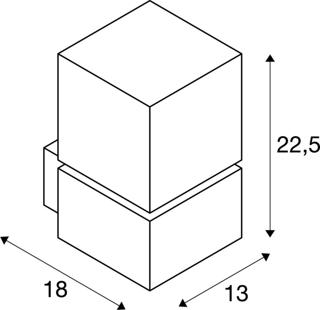 SLV 1000336 SQUARE Modern Kültéri Fali Lámpa Rozsdamentes Acél E27 IP44