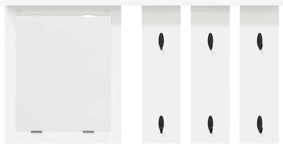 Fali Kabáthorog polcokkal Fehér 85 x 10 x 45 cm Faanyag