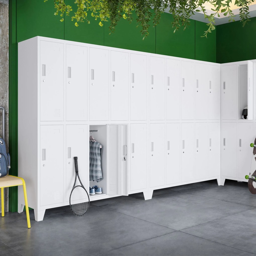 10 ajtós BHP fém öltözőszekrény BARTEK 1360 x 1720 x 450 mm, fehér