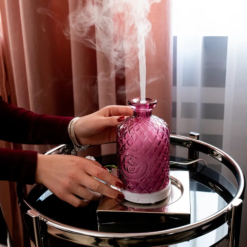 Ultrahangos aroma diffúzor, rózsaszín, GILI