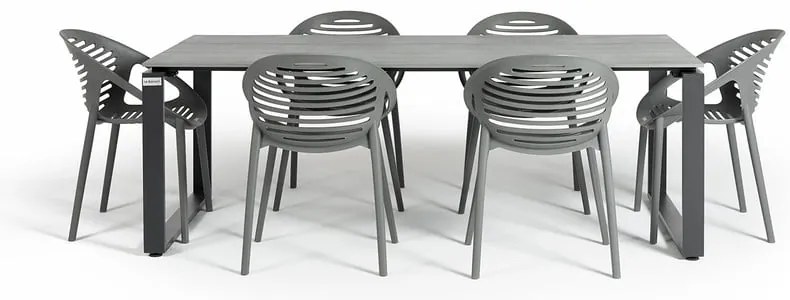 Joanna szürke 6 személyes kerti étkezőszett székekkel és Strong asztallal, 210 x 100 cm - Bonami Selection