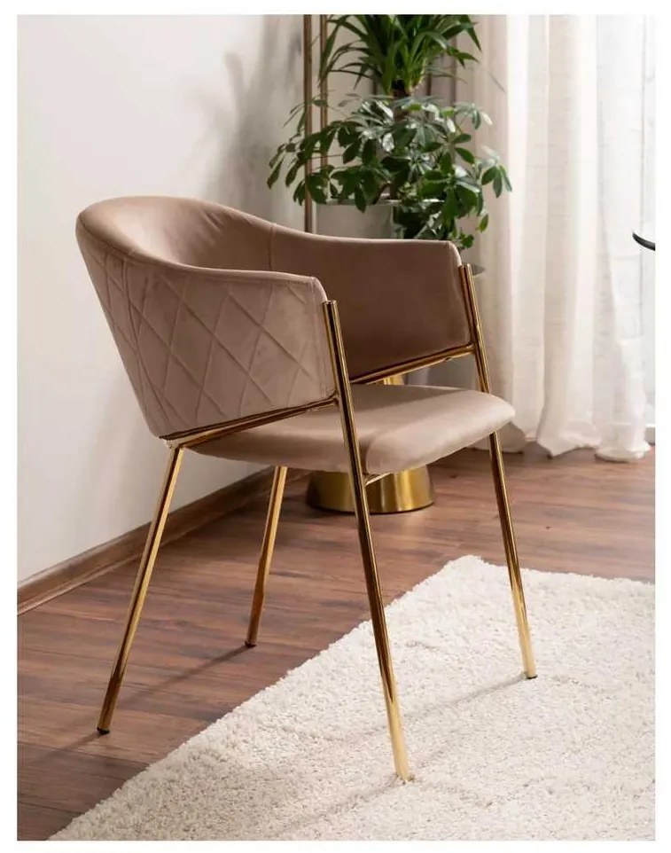 Serilda Velvet II étkezőszék, bézs / arany