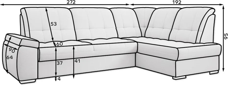 Bézs bársony kinyitható-tárolóhelyes sarokkanapé (jobb oldali-L alakú) Sado – ELTAP