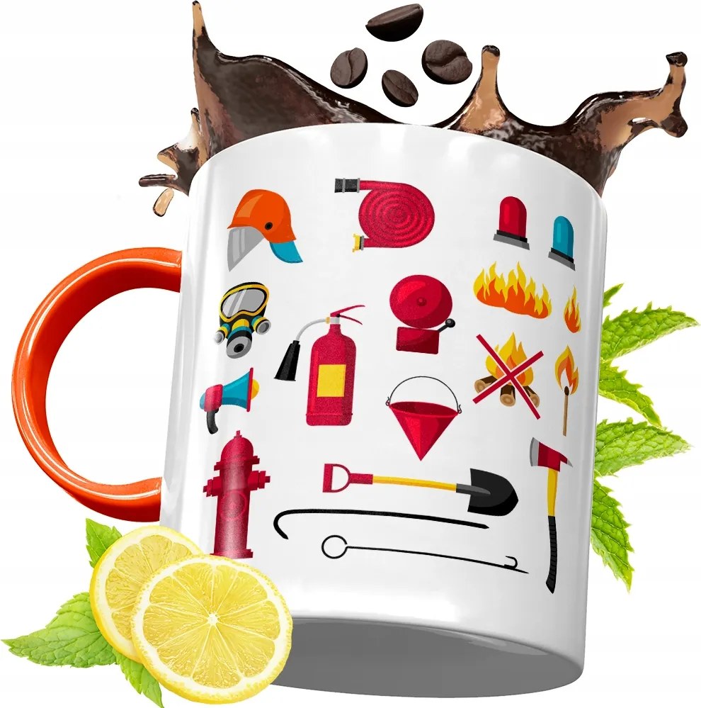 Narancssárga Bögre Tűzoltónak Tökéletes Ajándék fényképes nyomtatással