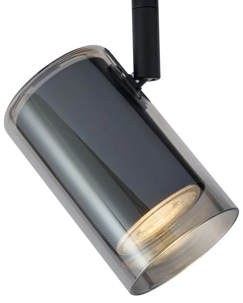 Modern fekete spotlámpa füstüveggel 1 fázisú sínrendszerhez - Iconic Lloyd