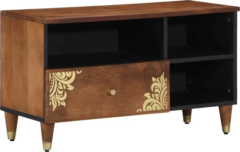 vidaXL TV szekrény fiókkal Méz barna 80 x 33 x 46 cm Tömör Mangófát