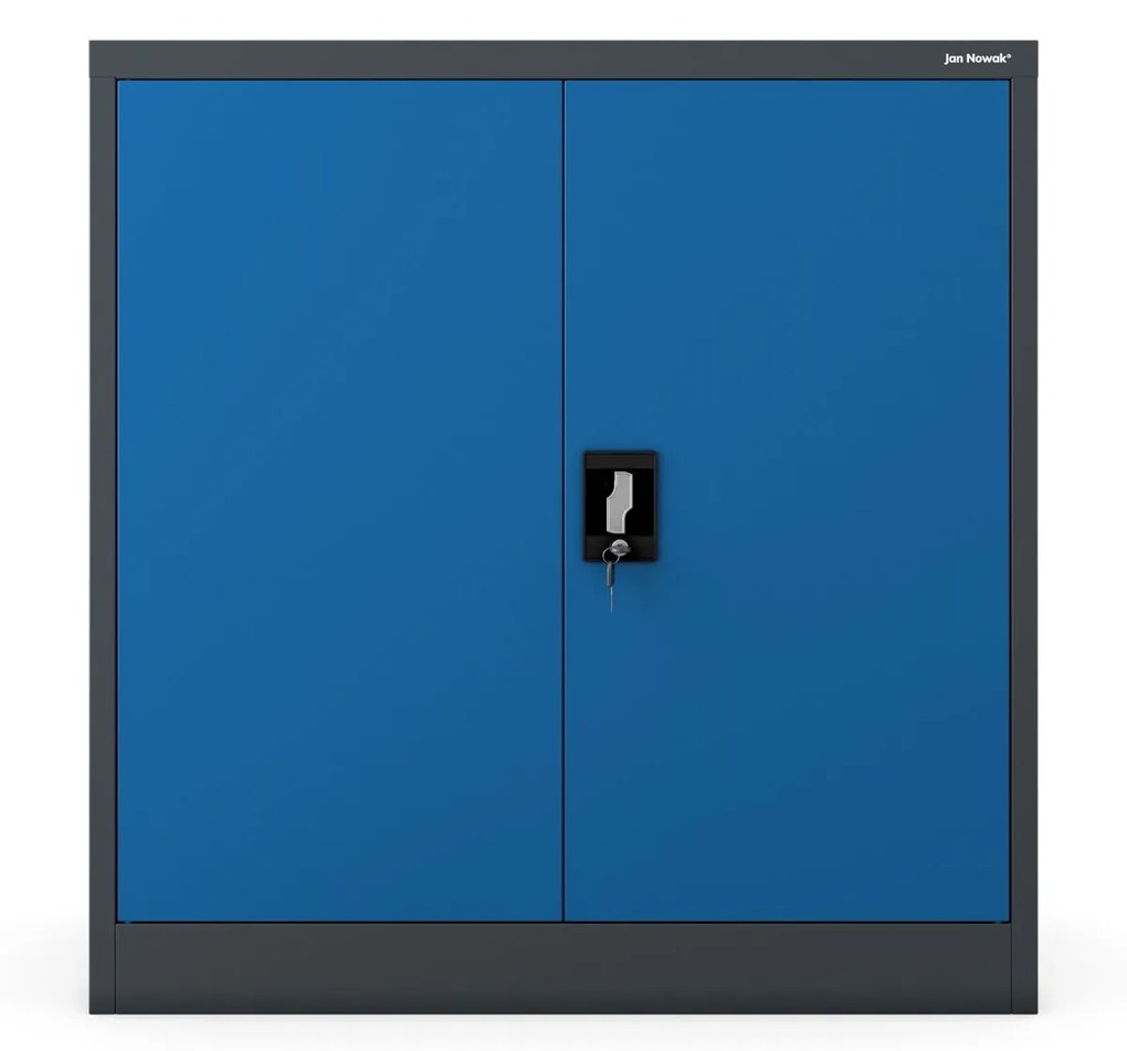 Alacsony fém irattartó szekrény BEATA, 900 x 930 x 400 mm, antracit-kék