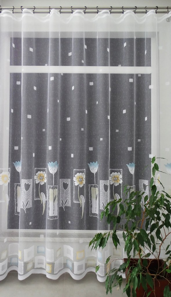 Mg Függöny Virág 2021 Fehér kol 250cm Minőség 0,5m