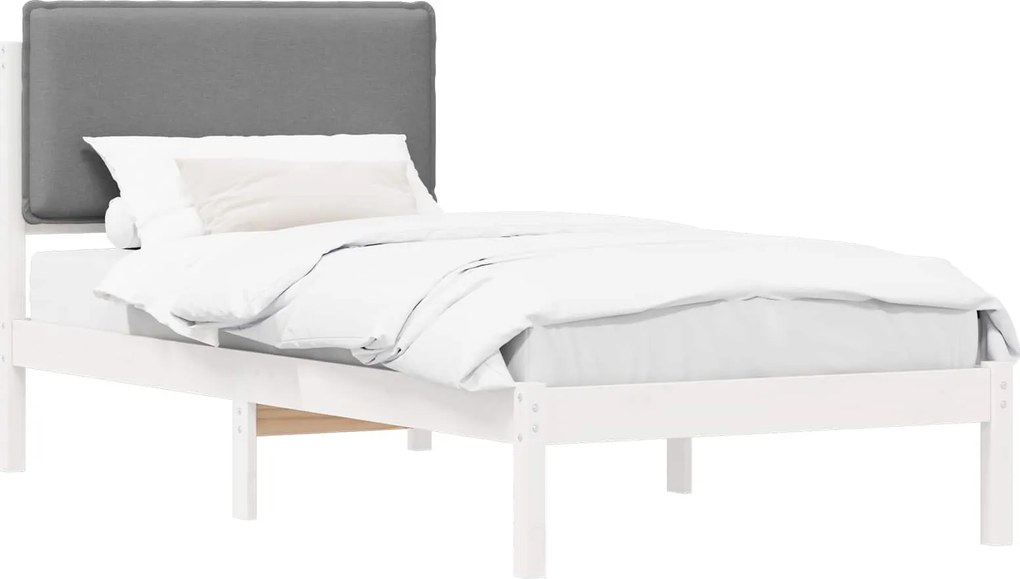 vidaXL Ágykeret Kárpitozott Fejtámlával Világosszürke 90 x 200 cm