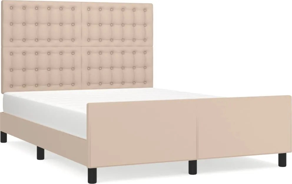 vidaXL cappuccino színű műbőr ágykeret fejtámlával 140x190 cm