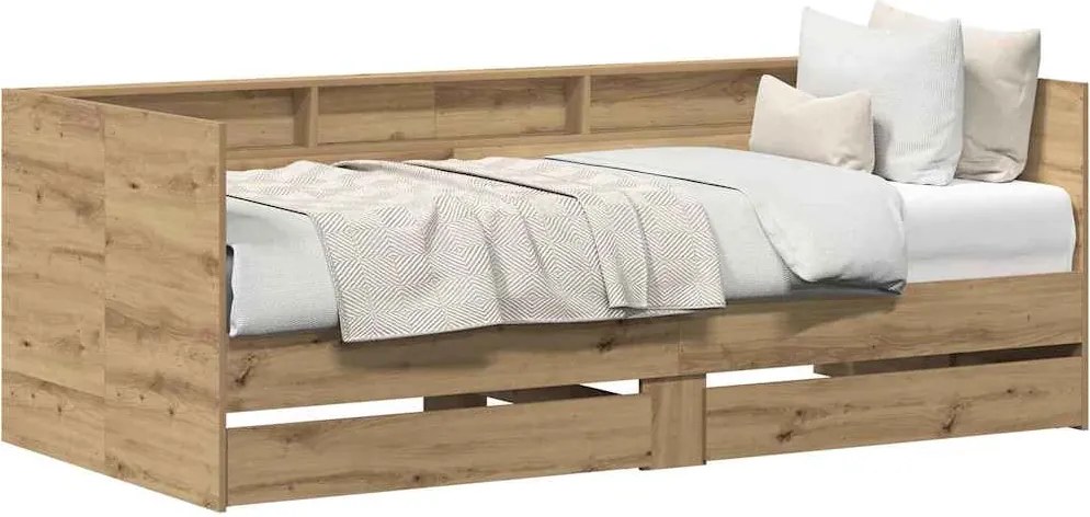 vidaXL Nappaliágy fejtámlával Artisan tölgy 100 x 200 cm Faanyag