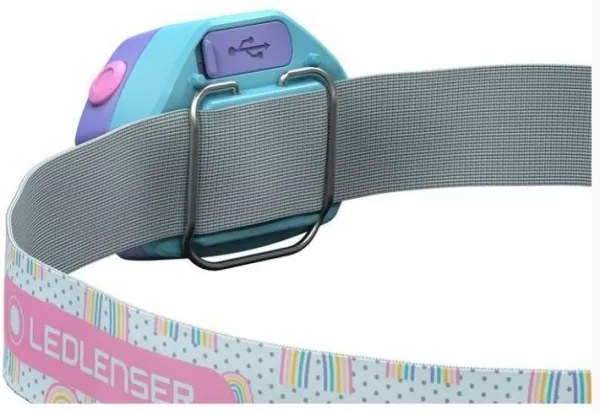 Ledlenser KIDLED4R RAINBOW-LED – fényerőszabályozható, újratölthető gyerek fejlámpa, LED, IPX4, 40 lm, 18 óra, lila