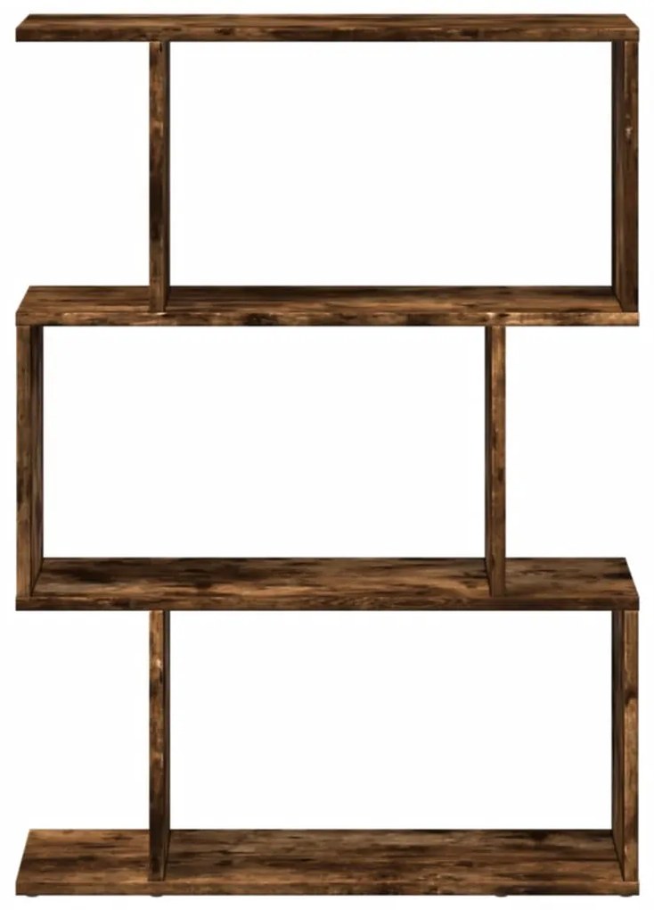 3 szintes füstös tölgy fa elválasztó könyvespolc 70x24x97 cm