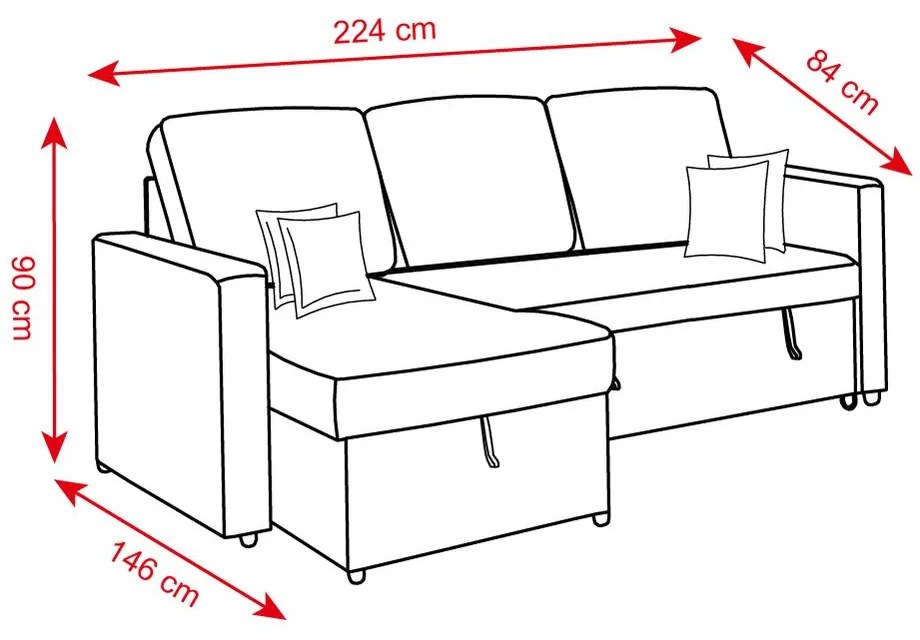 Catini KIMBERLAND kihúzható sarok ülőgarnitúra tárolóhellyel