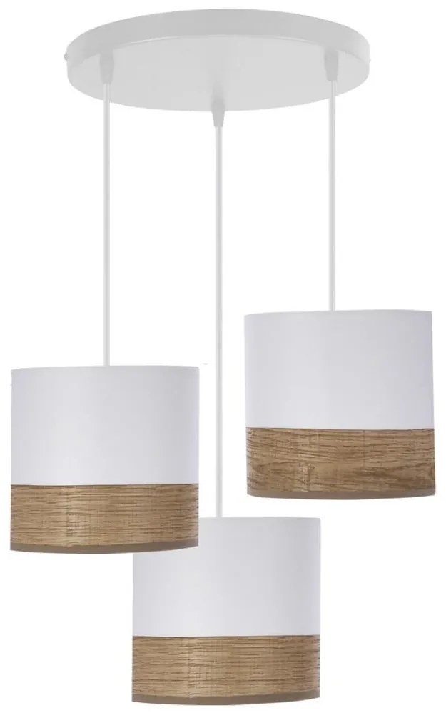 Csillár zsinóron BIANCO 3xE27/40W/230V fehér/barna