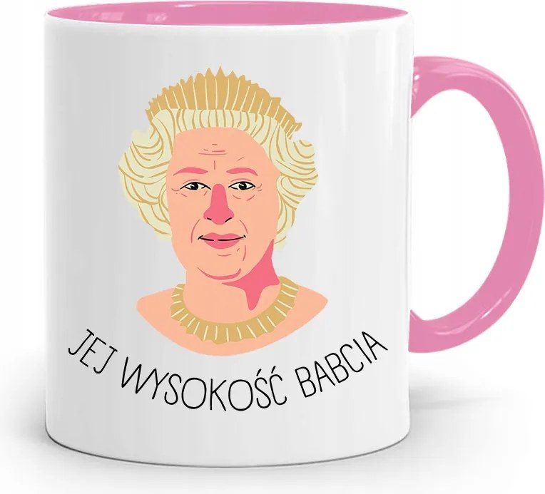 Rózsaszín Bögre Nagymamáknak Őfelsége Nagymama nyomott mintával