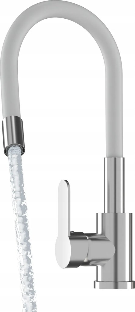 Flexibilis Konyhai Csaptelep Fehér Kifolyócső Mosogató Grado