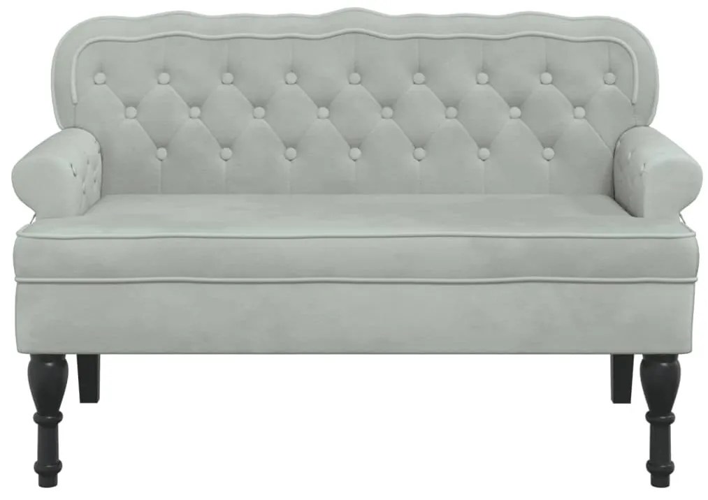 világosszürke bársony pad háttámlával 119,5 x 64,5 x 75 cm