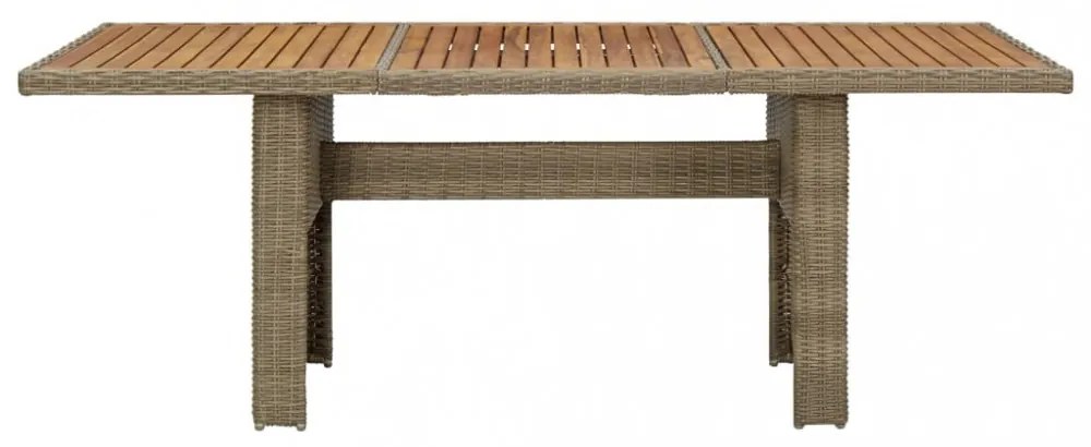barna polyrattan kerti étkezőasztal 200 x 100 x 74 cm