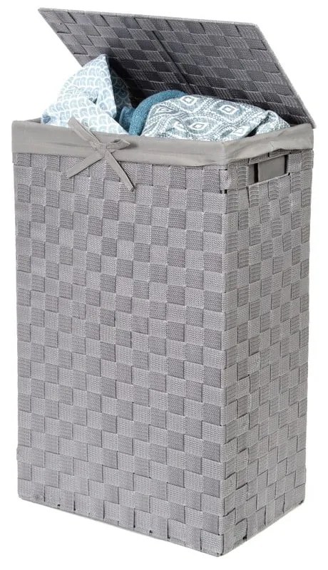 Laundry Basket Linen szürke, fedeles szennyeskosár, magasság 60 cm - Compactor