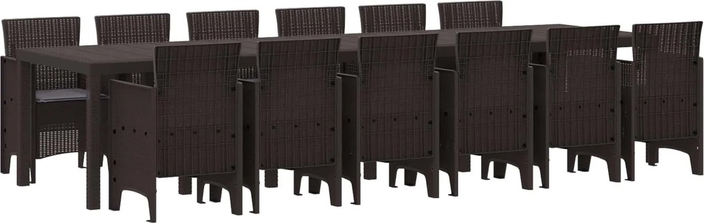 vidaXL Kert étkező szett 13 pcs Barna Polt rattan
