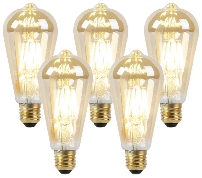 5 db-os készlet E27 LED izzók, tompítható meleg aranyra 8W 806lm 2000-2700K