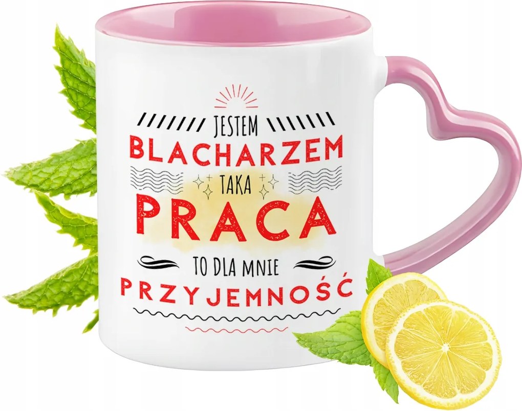 Bögre Bádogos Rózsaszín Szív Alakú Füllel Kávé Ajándék