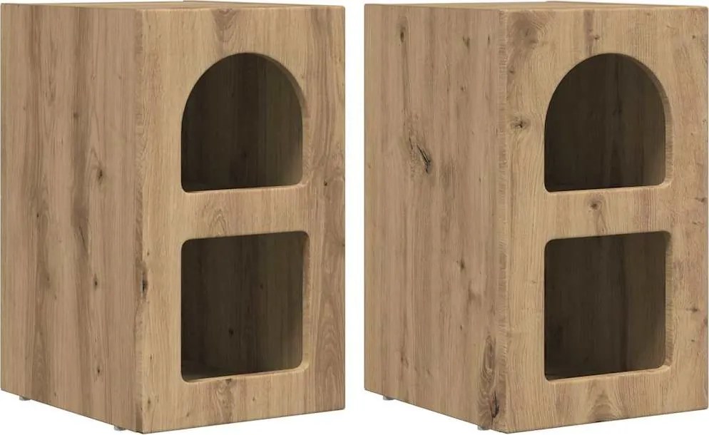 vidaXL Éjjeli asztal 2 pcs Artisan tölgy 29,5 x 33,5 x 50 cm Faanyag