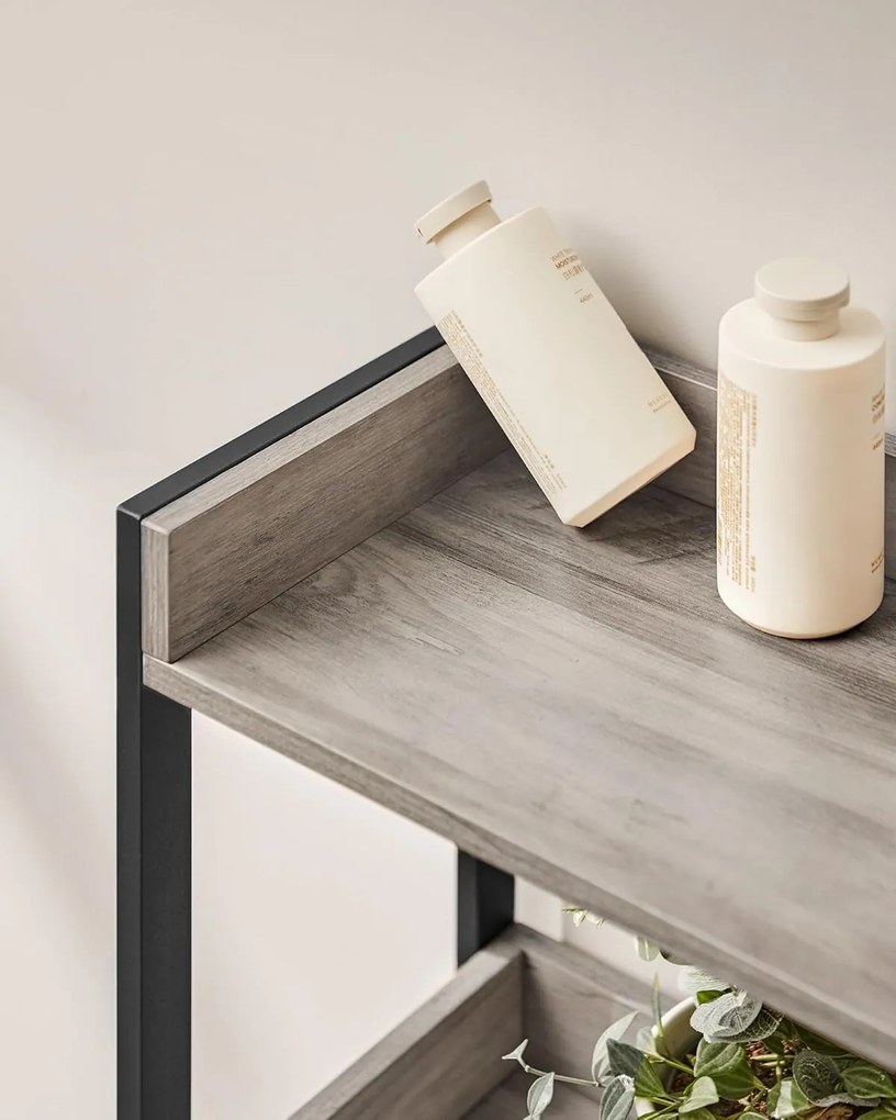 3 Szintes WC/mosógép fölé helyezhető polc szürkés-bézs és fekete színben