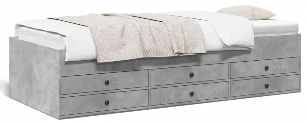 betonszürke kanapéágy fiókkal matrac nélkül 90x190 cm