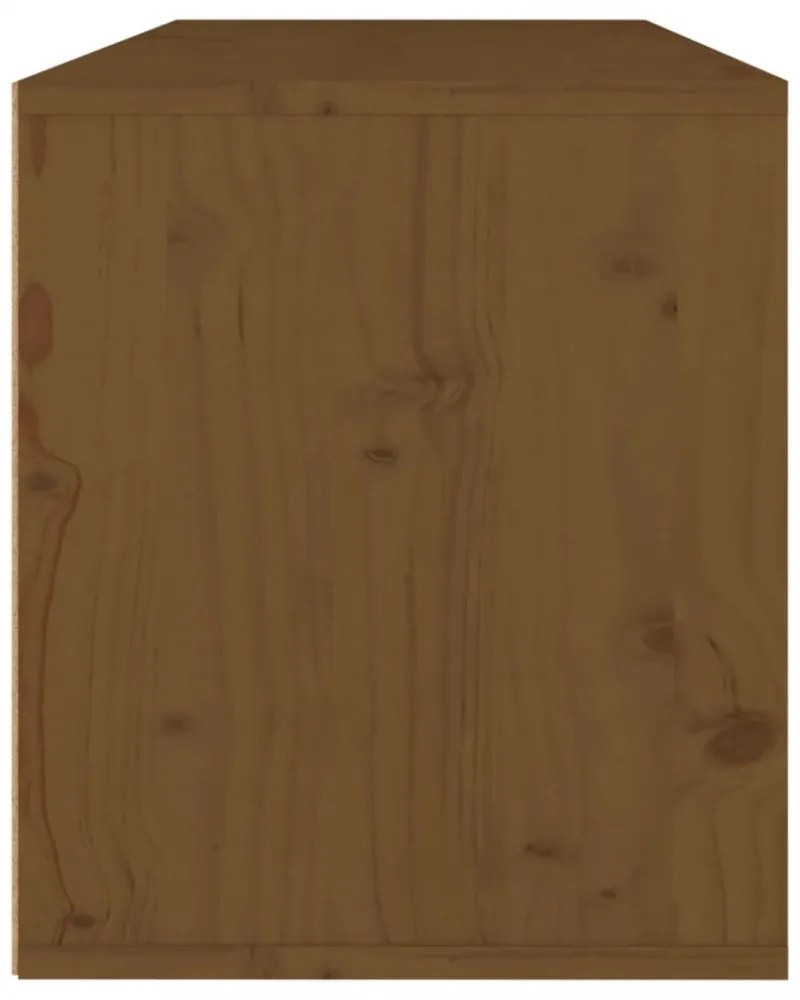 mézbarna tömör fenyőfa faliszekrény 80 x 30 x 35 cm