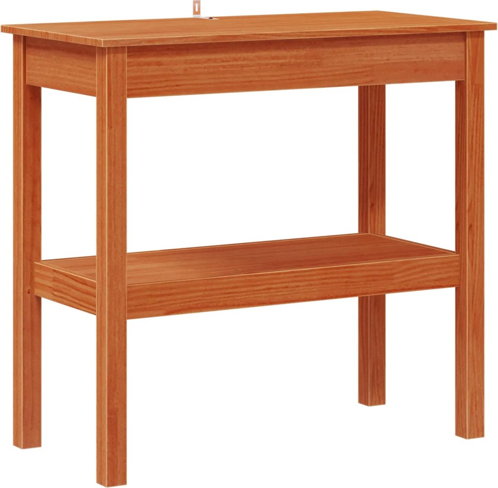 vidaXL Konzolasztal polcokkal Viaszbarna 80 x 40 x 75 cm Tömör fenyőfa