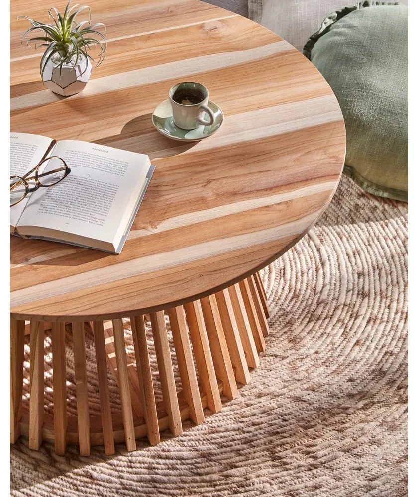 Irune teakfa dohányzóasztal, ⌀ 80 cm - Kave Home